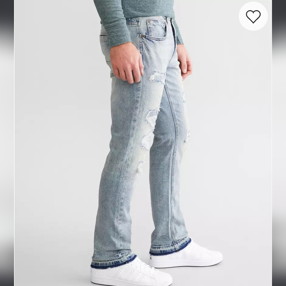 Departwest Seeker Taper Men's Distressed Light Blue Jeans Size 32x34 - Picture 3 of 10